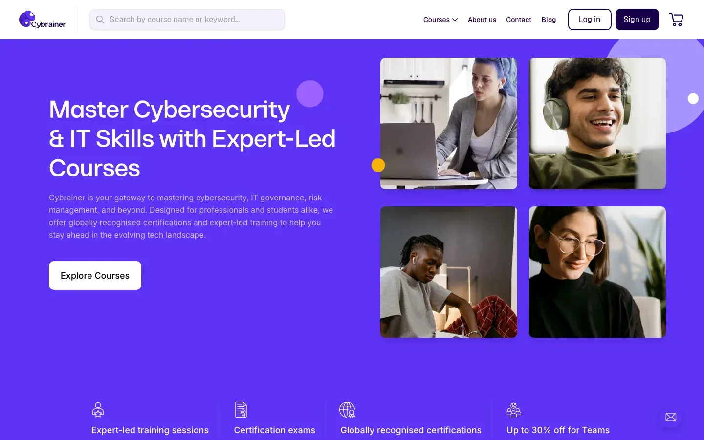 Cybrainer website, first screen