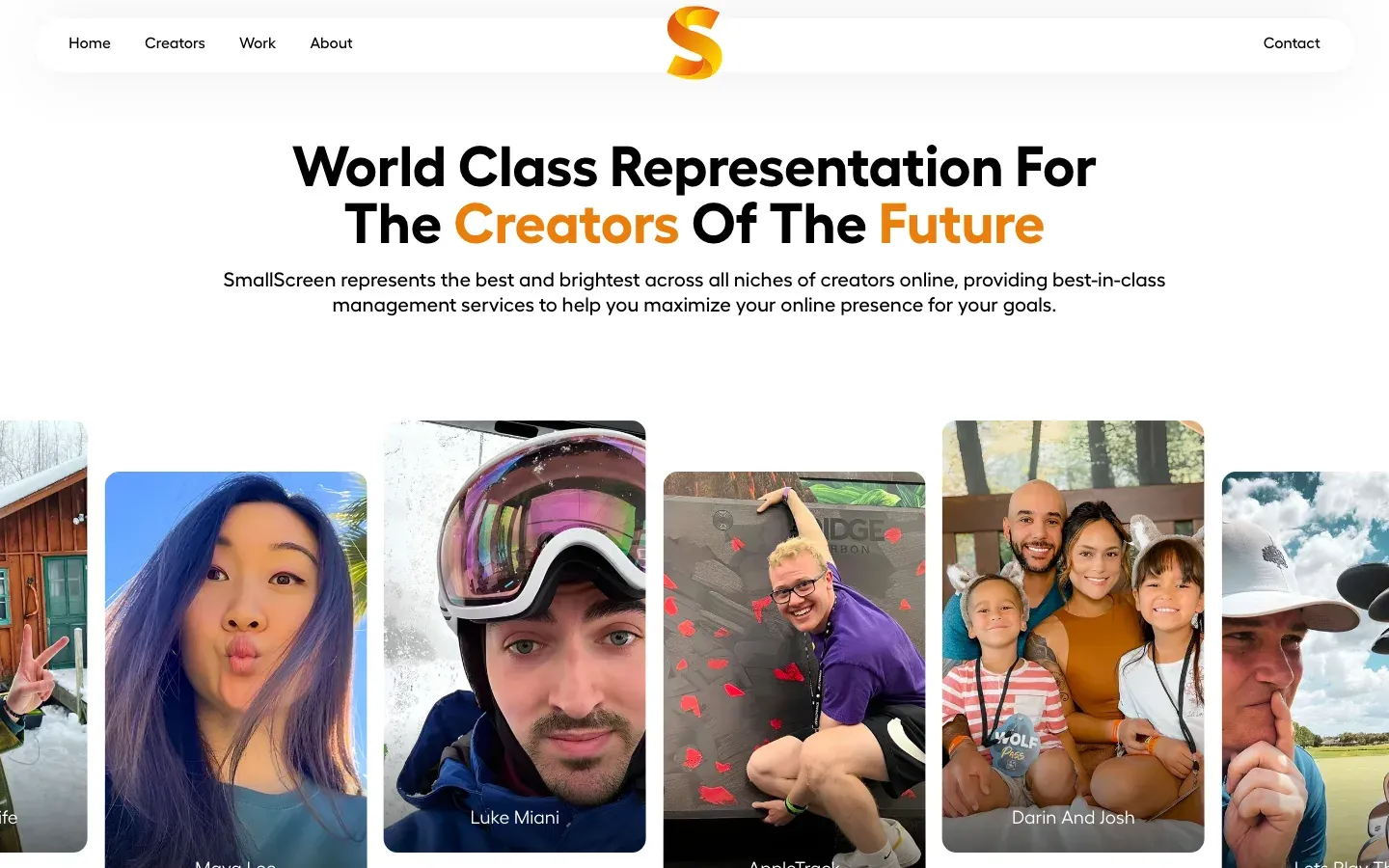 Small Screen Marketing website, first screen
