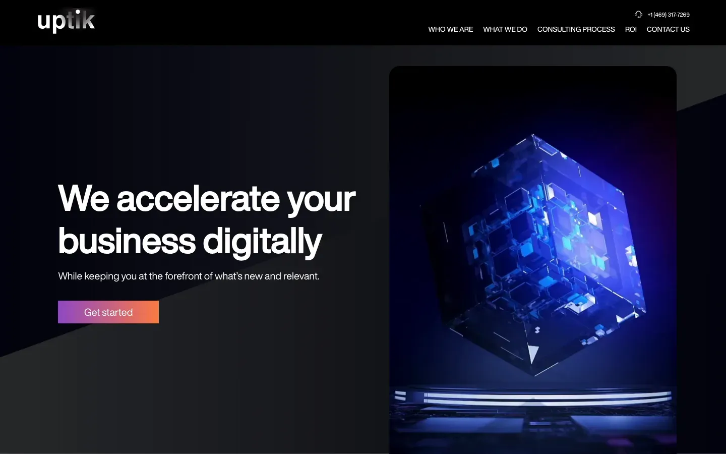 Uptik Solution website, first screen