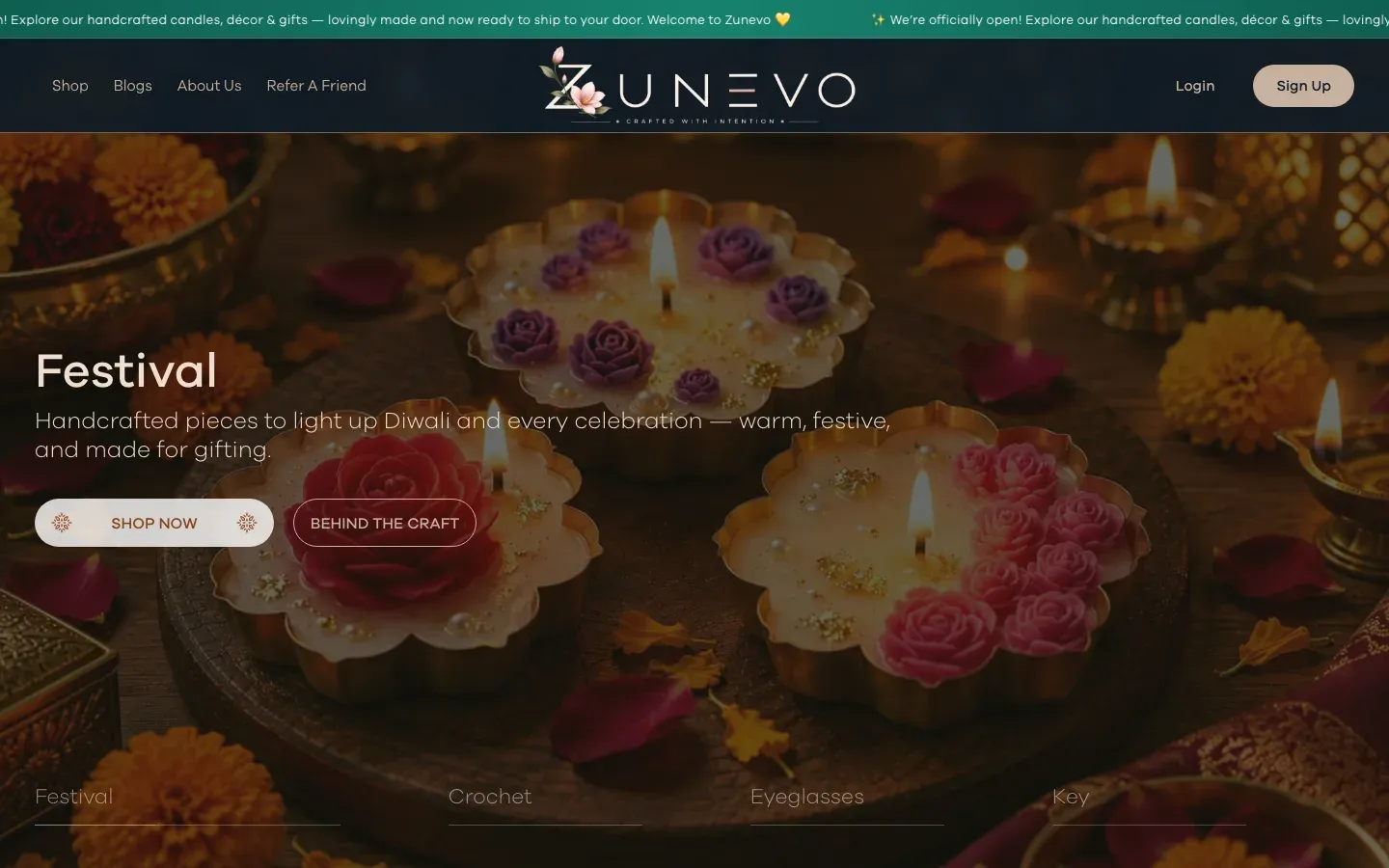Zunevo website, first screen